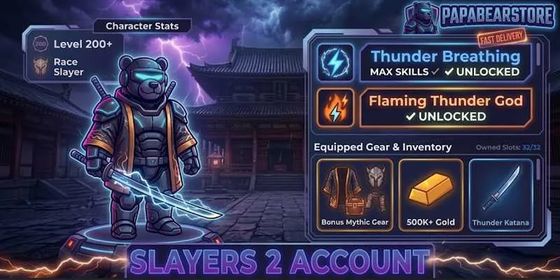 Thunder Breathing MAXSKILLS, Thunder Katana, Race Slayer, Level 200+ [ Slayers 2 Account ]