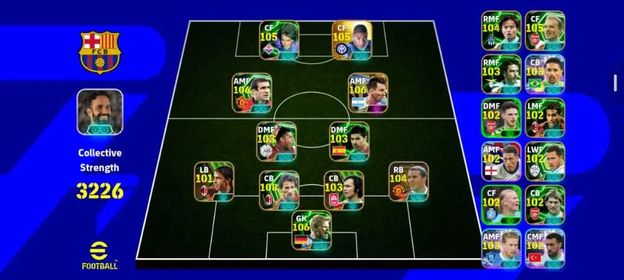 🔥Collective Strength- 3226🔥Argentina '24 National Team Pack🔥England '24 National Team Pack🔥Leo Messi Addition '23 Squad🔥Pes '6 Nostalgia Epic Adriano (105)🔥G.O.A.T BigTime Messi (106) X Ambassidor Pack Messi (104)🔥Epic Cantona (106)🔥Epic Batistuta (105)🔥Epic Baresi (108)🔥Epic Bergkamp (105)🔥Epic Kubo (104)🔥Epic O'shea (104)🔥Epic Gk Oliver Kahn (106)🔥Epic Fiore🔥Epic Beckenbouer🔥Epic Costacurta🔥Epic Alonso🔥Epic Rijkaard🔥Epic Adams🔥Rice🔥Bellingham🔥Halaand🔥Kokcu🔥De Bruyne🔥Marquinos🔥Many POTW/ShowTime/Highlight Cards🔥6x Best Managers🔥Konami Linked/G-Lost🔥 #1500