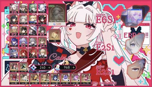 Asia | E6S1 Sparxie + E2S1 Firefly (+outfit) + Archer E2S1 + Rin tohsaka S1 + E1 Ruan mei + Yao Guang + Mortenax blade + Saber + Dahlia + Huohuo + Acheron + Danheng PT + E1 Bailu + Bronya + E2S1 Welt + Silver wolf + Argenti + himeko S1 + gepard | 240 Oneiric shard + 10 Special ticket + 1500+ Stellar jade