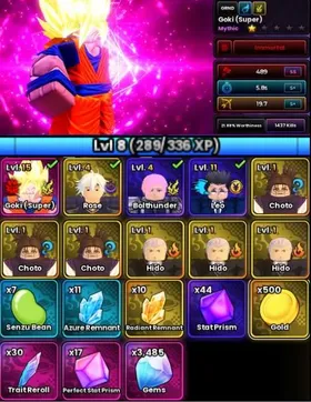Anime Origins | 1 IMMORTAL | Goki (Super)  |Reroll 30 | Gems 3K | LV 8 | Roblox Unverified Account | Instant Delivery