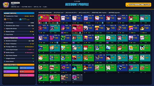 GEMS SPENT 5083 💙 25k TROPHY 💙 57 SKINS 💙 GODZILLA BUZZ 💙 ROBO MIKE 💙 LIGHT MECHA BO 💙 SQUAD BUSTER SHELLY 💙 LION BULL 💙 SUPER RANGER BROCK BLUE 💙 SHIBA NITA 💙 CLASSIC DYNAMIKE 💙 MARIPOSA PIPER 💙 MISFORTUNE TARA 💙 RAGEQUIT TARA 💙 64 BRAWLERS 💙 3 MAX