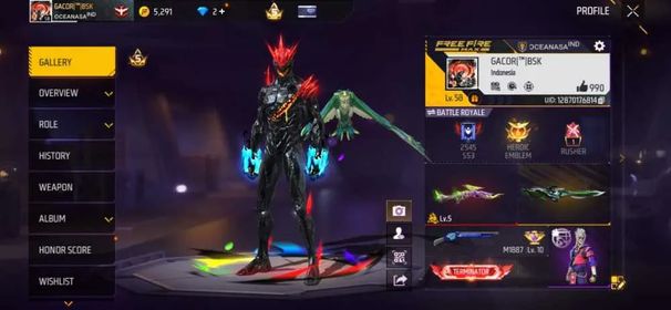 F541✨LV 58✨2 EVO✨PRIME 5✨M1014 GREEN FLAME DRACO LV.5✨158 COSTUME✨96 BUNDLE✨170 WEAPON✨AWM BAMBO WARIOR✨WOODPECKER MAJESTIC✨FIST DIVERGENT✨LOGIN GOOGLE✨SAFE ACCOUNT