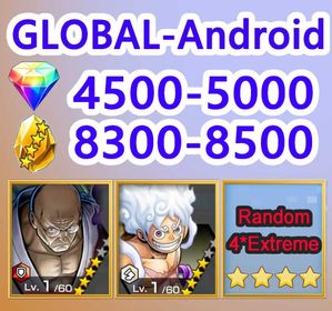 Android-Nusjuro+Monkey D. Luffy(Light)+4*Random Extreme+4500-5000*Diamonds+8300-8800*Crystal Fragments+50-70*Random 6 star