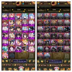 Global, 149💎 10 Million buff, 18LR + Full 🔥16UR  + 32 collab chars : Full Gachiakuta + Full Overlord + Full Fire Force + 4 Rezero chars + 2 Solo Levelling chars + 2 Eminence in Shadow chars + Konosuba Aqua + 6 Slime + 4 Tower of God, have newest UR Meliodas 2/6 + Salos + MerlinEscanor + Tristan 4/6 + Skuld 3/6 + Oppressor Demon King + KingDiane 2/6 + Mael 2/6+ EliMeli + Lancelot 4/6 + Thor 6/6 + Sabunak 5/6+ Escanor 2/6 + Gowther + Arthur 4/6 + King Demon Meliodas 4/6 )