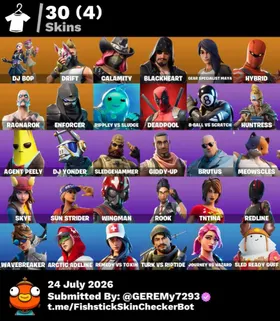 [PC] 20 skins | Blackheart | Singularity | Sentinel | Hybrid | Rox | Vendetta | Peely | Bunker Jonesy | Sidewinder | Demi | Ember | Cobalt | Vega | 400 VB