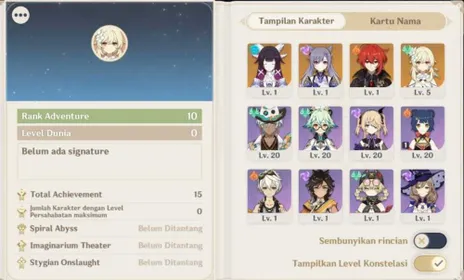 [AR 10 Asia Female] | Columbina + Diluc + Keqing | All unset