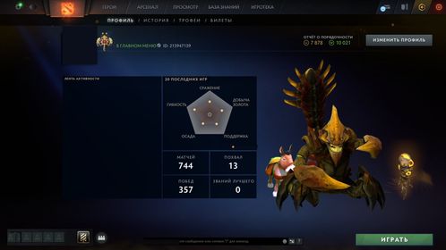 DO1299 🏆 42 TROPHY | 🔓 MAIN POOL | ❤ ️744 MATCHES | 📅 STEAM 2015 | 🎮 3327 MMR | 📊 7878 BEHAVIOR