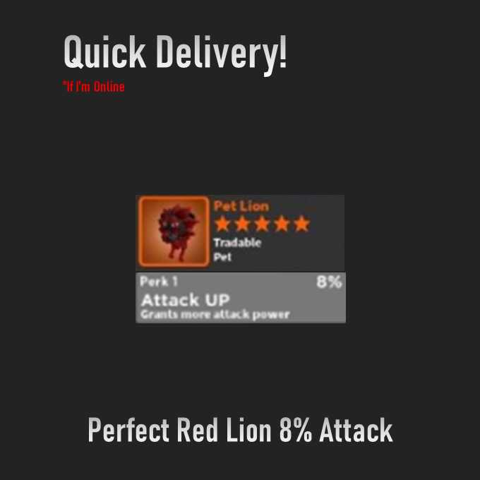 WZ / World Zero Perfect Red Lion / Pet Lion 8 ATK
