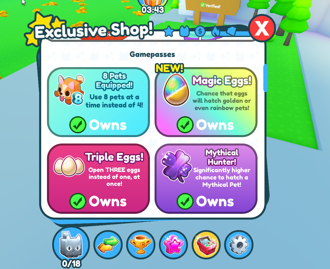 Full Gamepass accounts pet simulator x