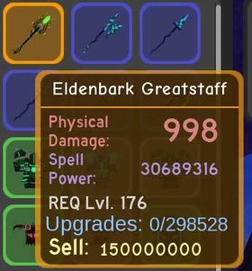 🔥 ELDENBARK GREATSTAFF (LVL 176 MAGE LEGENDARY WEAPON) DUNGEON QUEST REBORN (DQR) 🔥