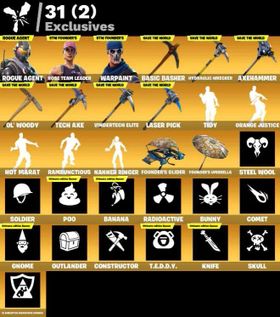Fortnite: 82 SKINS Save The World Founder's Ultimate Edition PVE: 278 lvl Power lvl: 121 | AxeHammer + 1100 VB ✅ All Platforms ✉️ Full Access (Mail Changeable)