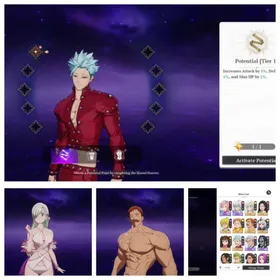 Asia LV2| Ban P1, Elizabeth, Escanor, Meliodas, King, Diane, Mannie, Guila P1 | 1 Selector | Starter Account | Tutorial Only |toma
