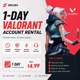 AP | VALORANT ACCOUNT RENTAL | 1-Day-Pass | Reaver Vandal + Prime 2.0 Phantom