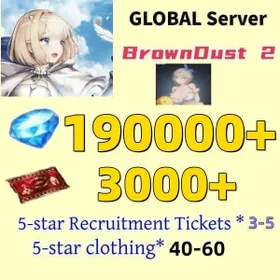 [GLOBAL]190000+ Diamonds+Beachside Angel Teresse | Single draw coupon:3000 |5-star Recruitment Tickets *3|Five-star coupons*3-5 + random 40-60 five-star clothing+ 80-160 UR weapons|[Fast delivery]BrownDust 2 Account BDust 2