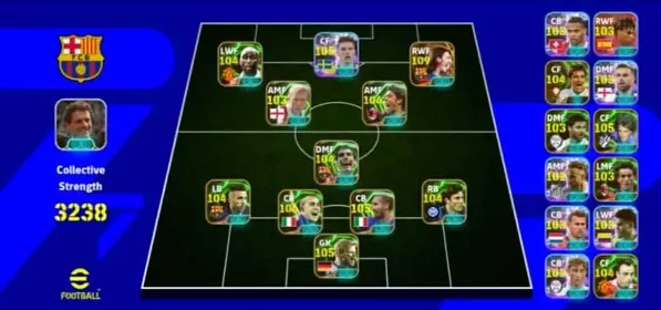 🤯Strength-3240🤯⚡G.O.A.T Ankara Messi (110)⚡Pack Mesi (105)⚡Legend Costa (106)⚡Epic Cole (104)⚡Epic Pep Guardiola (104)⚡ShowTime Viktor Gyokeres (105)⚡Epic Batistuta (105)⚡Epic Villa (104)⚡Epic Berbatov (104)⚡2x Italian Legend Defenders: Epic Cannavaro (106)xEpic Chieillni (105)⚡Epic Alba (104)⚡Epic Zenetti (104)⚡Epic GK Oliver kahn (105)⚡Epic Alonso⚡Epic Scholes⚡Epic Donadoni⚡Blitz Curler Neymar⚡Diaz⚡Yamal⚡ Henderson⚡De ligt⚡Hujisen⚡Best POTW/Showtime/Highlights Cards⚡Best Managers⚡A to Z Full Balanced Team⚡Only Konami⚡