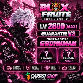 Blox Fruits Account | 6 Fighting Styles | Random Fruit | Random Race | Guaranteed Race V3