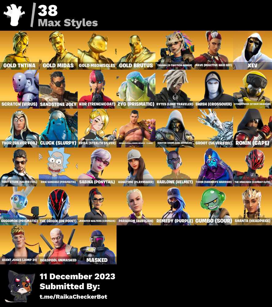 153 SKINS TRAVIS SCOTT GOLD MIDAS GOLD MEOWSCLES GOLD BRUTUS GOLD