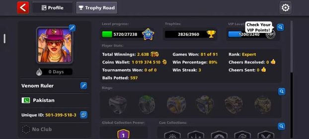 💎 one billion coins💎 Google Play Login / Fb Login 💎 1 to 100 Level 💎 Millionaire Cue 💎 50 + Cash 💲 💎 ANDROID/PC/IOS