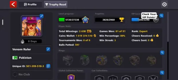 💎 one billion coins💎 Google Play Login / Fb Login 💎 1 to 100 Level 💎 Millionaire Cue 💎 50 + Cash 💲 💎 ANDROID/PC/IOS
