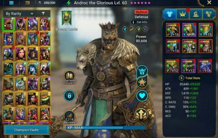 Lv 50|1,2M Power|1 Mythic(Androc)+27 Legend(Ninja,Alice,Gnishak,Riho,Masahiro,Hilvi,Harvest,Glaicad,Etc)|2K Gems|Plarium|RSL1786