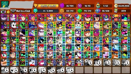 🔷Discount🔷🤍44k🤍93/106🤍18 11 STR🤍26 HYPER🤍178 SKINS🤍7 TITLES🤍7 BUFFY🤍, trophies 44000, brawlers 93