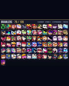 🏆 30.7K Trophies • 🎮 79/109 Brawlers • 🎨 161 Skins • ⭐ 9 Legendary • ⚡ 22 Hypercharged • 💪 9 Maxed P11 • 👑 1 Prestige • 💎 2 Legendary / 4 Mythic / 1 Hypercharge Skins • 🔥 Impie Colette, Outlaw Colt, Axl Willow, Bandita Shelly m9779844370