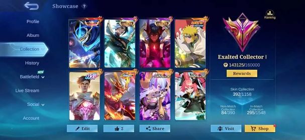 [IOS/ANDROID] CEL LVL 75 | 132 HEROES | 392 SKINS | EXALTED 1 | GUSION LEGEND - 3 COLLECTOR LING DYRROTH - MINATO - 3 ASPIRANT VEXANA LAYLA CHANGE - MOSKOV ALLSTARS - GUSION 11.11 - 3 KOF VALIR - HIGH WR