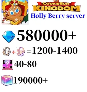 【Holly Berry server】Around 580,000 Crystals | 1200-1400 Cookie Cutters | random 40-80 Epic Cookies|170000-200000 Rainbow Cube+20K chocolate + 850 Pet Gacha Pulls + 6–8 Ancient / Legendary / Epic Cookies|Beast's Heritage Selection Chest is not used|Ancient Cookie Selection Chest|Legendary Cookie Selection Chest | Plot progress 1-3] iOS/Android Cookie Run: Kingdom