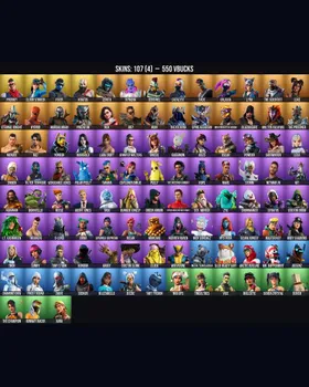 107 Skins Lara Croft ⭐️ Peely ⭐️ Galaxia ⭐️ Aura ⭐️ The Weeknd Combat ⭐️ Catalyst ⭐️ Ruby Shadows ⭐️ Bullseye ⭐️ Rebirth Raven ⭐️ Tony Stark ⭐️ The Champion ⭐️ Kratos ⭐️ Jennifer Walters ⭐️ Marigold ⭐️ Doctor Slone ⭐️ Mystique ⭐️ Mandalor m9427919656