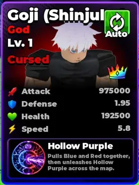Roll Anime to Fight! (Random trait) | 1x Gojo (Shibuya) cursed mutation | Gojo lvl 1 | Roll Anime to Fight Item | Cheapest | Instant Delivery  WhatMarket