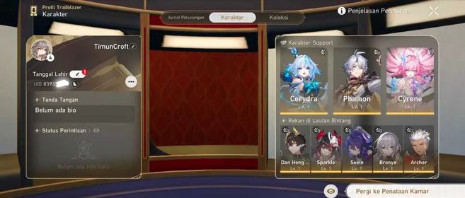 Starter Asia TL 4 Phainon+Cerydra+Cyrene+Sparkle+Danheng PT+Archer+Seele+24 Gold Ticket