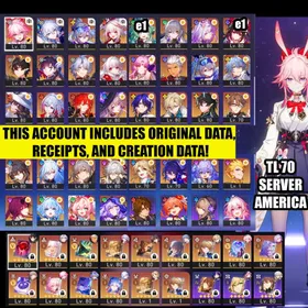 NA TL70⭐️Silver Wolf LV.999 +LC, Evanescia +LC, Yao Guang +LC, Sparxie + Castorice +LC, Phainon + Hysilens + The Dahlia + Dan Heng Permansor Terrae + Topaz + The Herta + Cerydra + Hysilens + Black Swan + Kafka + Jing Yuan + Ruan Mei + Jingliu + Huohuo E1 + Sparkle E1 + Sunday + Archer + Gilgamesh + Dr. Ratio + Silver Wolf + Fu XUan + Dan Heng Imbibitor Lunae + Aventurine + Seele + Bailu + Welt + Yanqing + Himeko E5 + Clara E2 + Bronya E4