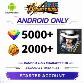 Global[ANDROID/Only][5000-5200RD][1700-2000 GF]+[4★ Awakened Form Rob Lucci] +60+ Random 4-5 Star Characters+Random 6 Star Character 3-15[Fast delivery][Beginner Account]|ONE PIECE Bounty Rush