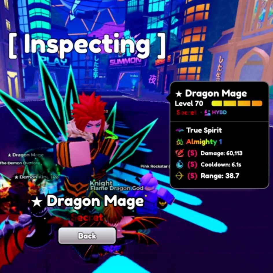 Anime Defender (Roblox) Dragon Mage Almighty Account