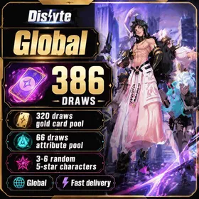 Global | gems, lottery tickets, 386 draws, 320 draws gold card pool, 66 draws attribute pool, 3-6 random 5-star characters