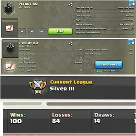 【PLYBOY】 ➤LEVEL 8 CLAN ➤ SILVER 3 CWL LEAGUE ➤ CLAN CAPITAL 1 ➤ WIN 100