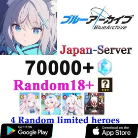 B37【JP】✅ 70000+ diamonds  +(limited) Mika+ (swimsuit) Hoshino+ (swimsuit) Hina+(limited) Wakamo+4 Random Limited Hero+ 18+ random 3-star heroes | Blue Archive |  full access | Android|IOS |