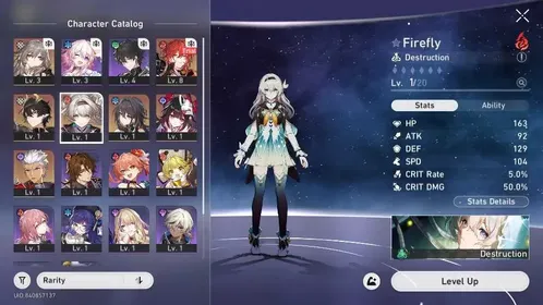 Asia | TL 4 | Firefly Sign + Sparkle + Danheng PT + Ruan Mei + Archer | Stellar Jade 2100 + Ticket 25 | GCS 2 | Selector Collab ON | Username Unset Birthday Unset