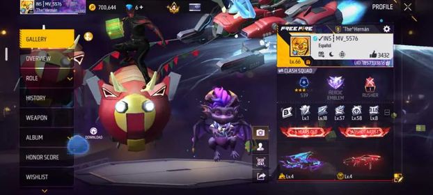 X623|Lvl 66|LATAM SERVER|6 YEARS OLD|64 CHARACTER|130 BUNDLE|SCORPIO LEGENDARY|324 COSTUME|348 WEAPON(6 EVO)|AK47 BLUE DRACO LVL 4|MP40 COBRA LVL 4|DIAMOND S53