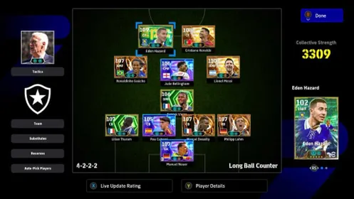 [PC]New BT Messi(110) BT Ronaldo(109)New Hazard(109) BT Dinho(108) BT Lahm(108) BT Desally(108) Viera(106) Thuram(107) with 1K Coins and more | Premium Squad(3309)