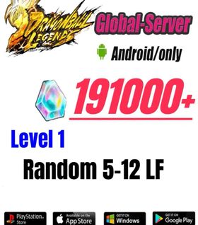 Global//[Android only] 191000+ Chrono Crystal+Random SP110+Random 5-12LF|Bandai ID | Level 1 initial account | DragonBall Legends