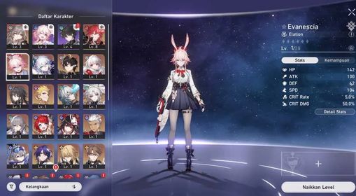 (Premium Starter Evanescia + Rate On!, 12 Limit + 3 Standard Not Include Dupe) + Costume Ruanmei | (Asia Level 10) Evanescia + YaoGuang + Feixiao + Anaxa + Tribbie + Sparkle + Ruanmei + Loucha + Danheng PT + Archer + Gilgamesh + Dr ratio | Username + Birthday Unset
