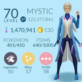 Level 70, 2x Mewtwo, 2x Shiny Zamazenta, 2x Shiny Zacian, 58x IV100, 50x Legendary, 17x Shiny, 1.4M Stardust, 17x Shadow Legendary, 7x Shiny Legendary