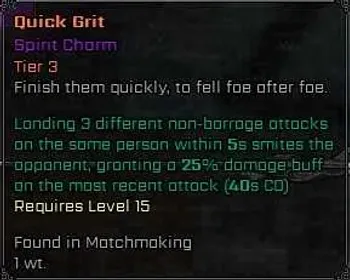 Quick Grit Charm - vv ultimatum