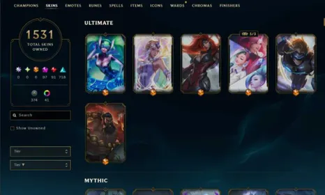 [NA] Level 196 | 1531 Skins | 97 Mythics and 91 Legendaries