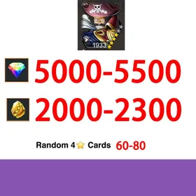 Global|Android/Only|5000-5500RD|2000-2300GF+Roger V2+60-80random 4-star characters100% Safe Account|