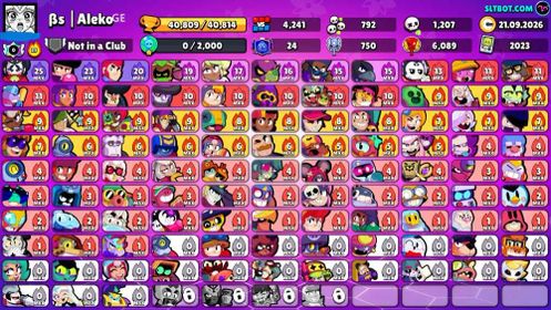 40K Trophies | 102/107 Brawlers | 32 Max Brawlers - 29 Hypercharges | 242 Skins | 564 Pins | 401 Icons | 213 Sprays