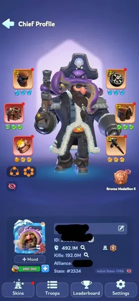 2 - FC 9 | Power 492M  | 37 Hero | VIP 10 | 18 Skin | 2 Helios | 837k Gems | INSTANT DELIVERY!