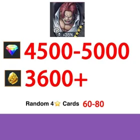 Global|Android/Only|4500-5000RD|3600+GF|KAMUSARI SHANKS+random four stars|100% Safe Account|