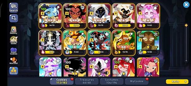 (Sv Dark Cacao) 172/182 Cookies + All Beast n Awaken + 880.000 💎 Diamonds + 42.000 Rainbow Cubes + 1⭐Rajapendra, 1⭐Timekeeper, 2⭐Ananas, Nether Queen Cookies etc